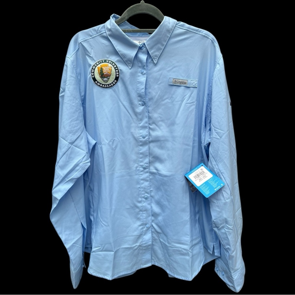 NWT Limited Edition Columbia Blue Long Sleeve Shirt Jacket National Park XXL
